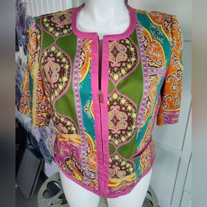 PETER NYGARD WOMEN'S ZIP FRONT SHACKET SIZE 16 Upscale Boho COTTON BLEND LINED